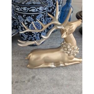 Gold Metallic Stag Christmas Deer Tabletop Decor Holiday Reindeer 9"